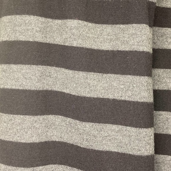 a.n.a Faux Wrap Surplice Black & Gray Striped 3/4 Sleeve Sweater Dress - Picture 9 of 9